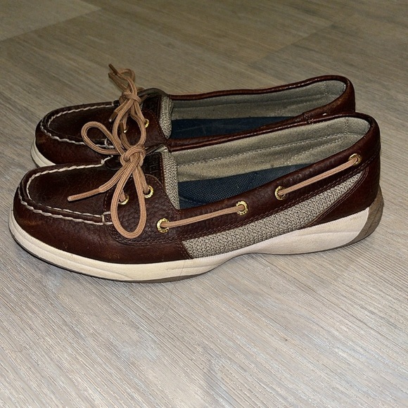 Sperry Shoes - Sperry Original Yacht Boat shoes Laguna Slip on brown leather fisherman core 8